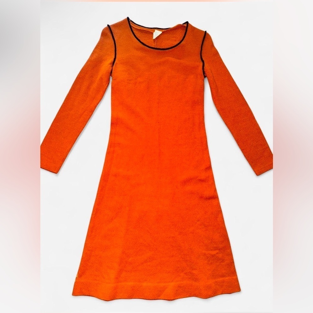 Wahl Orange Midi Dress with Black Trim